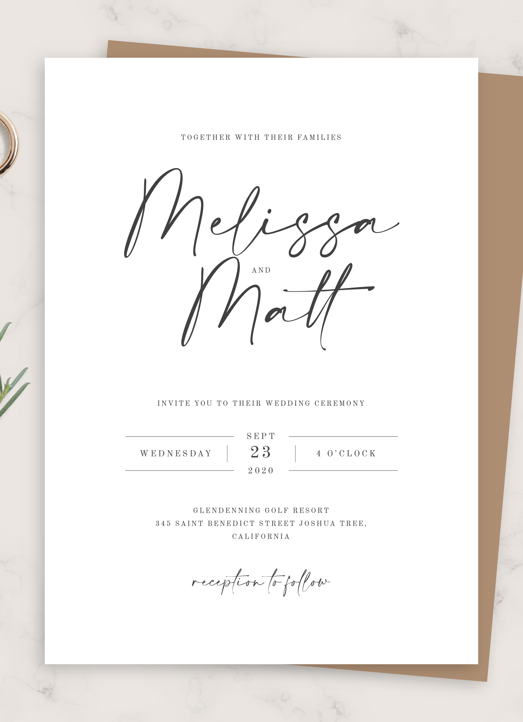 Minimalist Wedding Invitation Templates Free