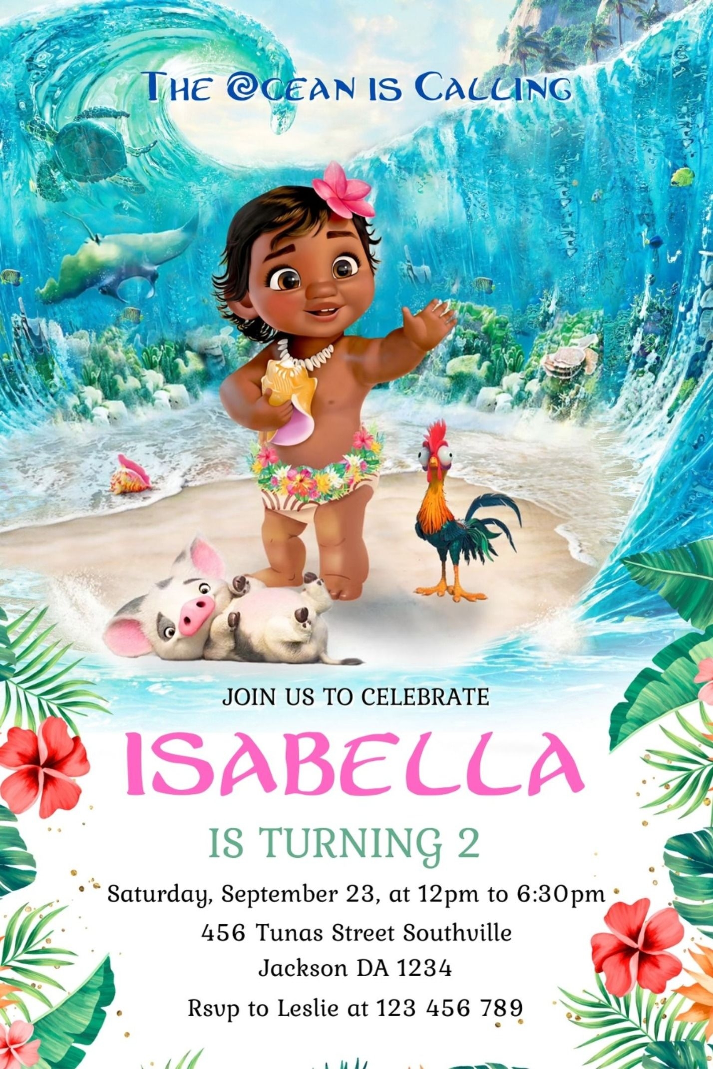 Moana Birthday Invitation Template Canva 4 Moana Birthday Invitation 