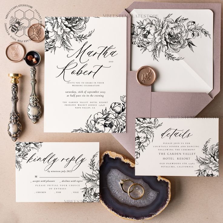 Modern Wedding Invitation Template Instant Download Elegant Wedding 