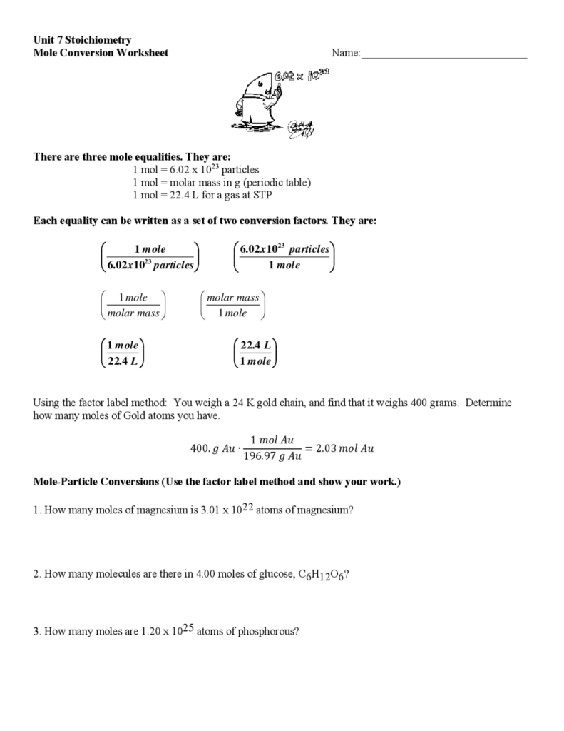 Mole Conversion Worksheet Complete With Ease AirSlate SignNow