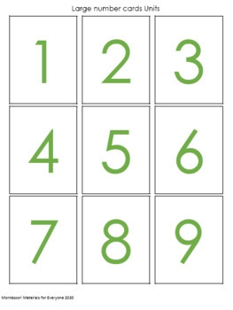 large number cards - montessori printable