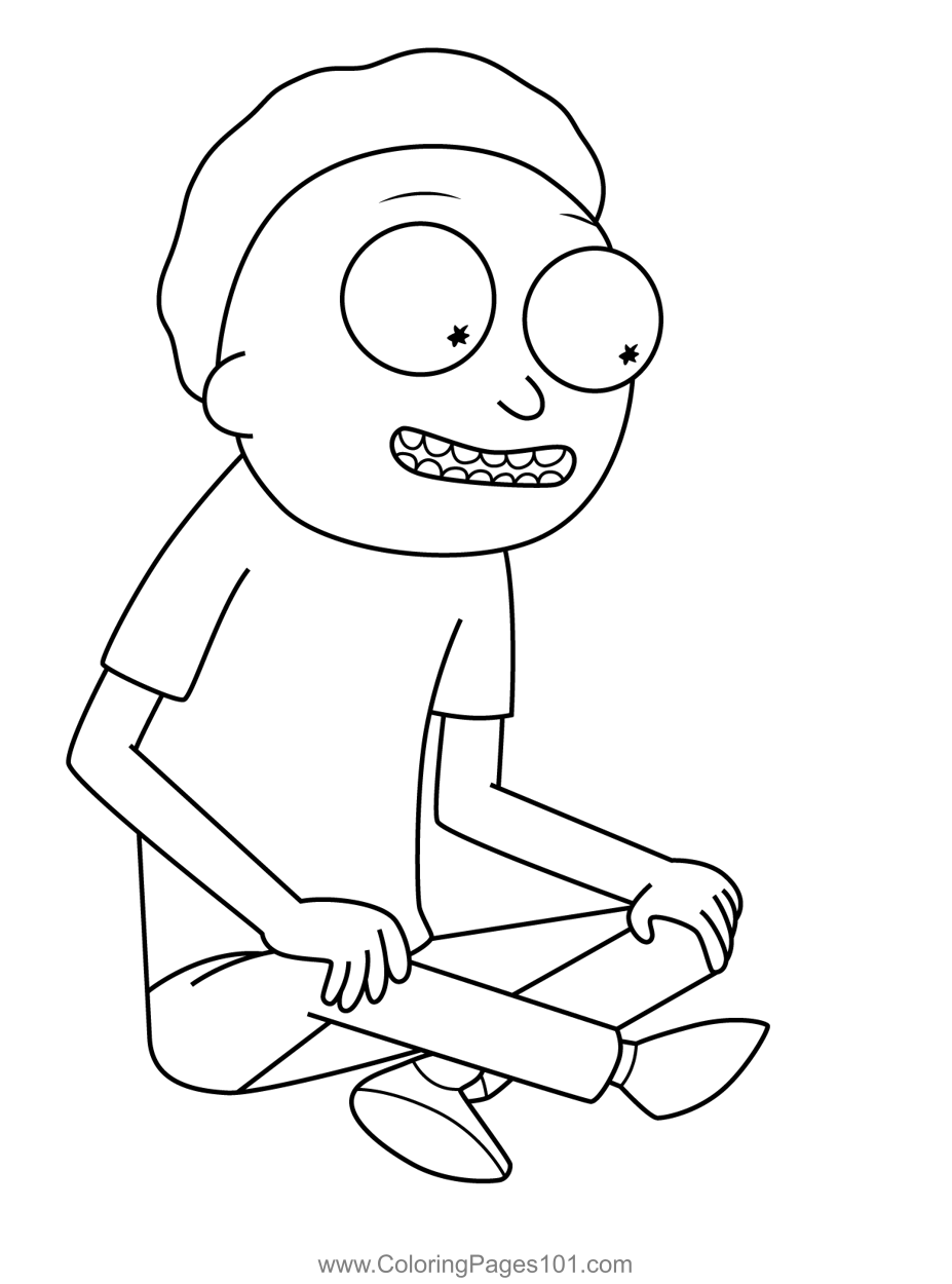 Morty Smith Sitting Rick And Morty Coloring Page For Kids Free Rick