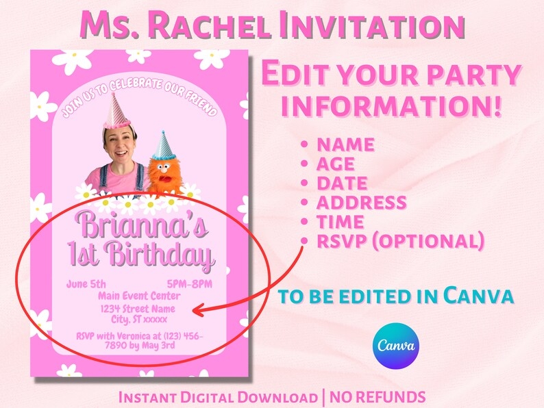 ms rachel invitation template free