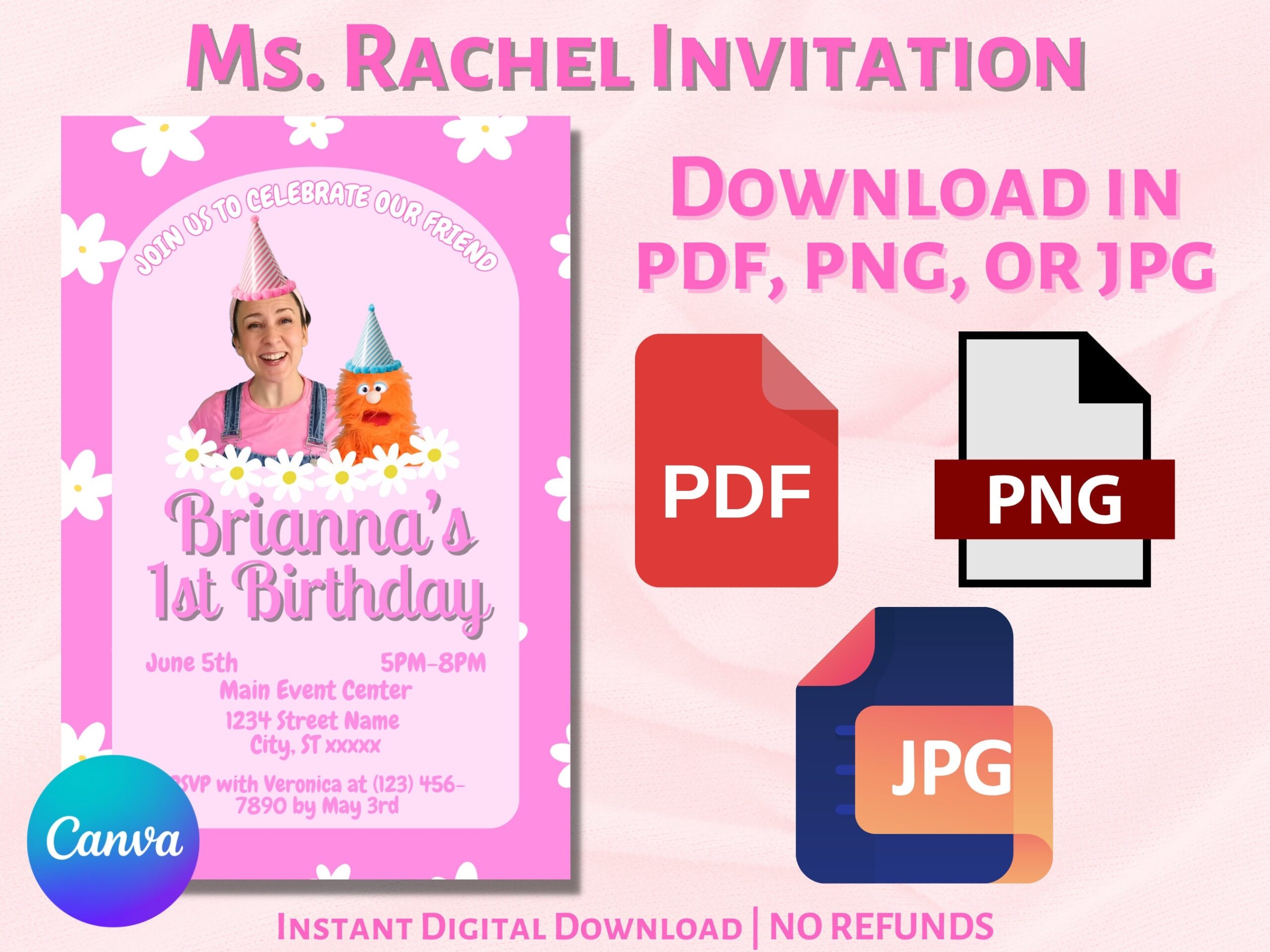 Ms Rachel Invitation Editable Template Customized Print Etsy