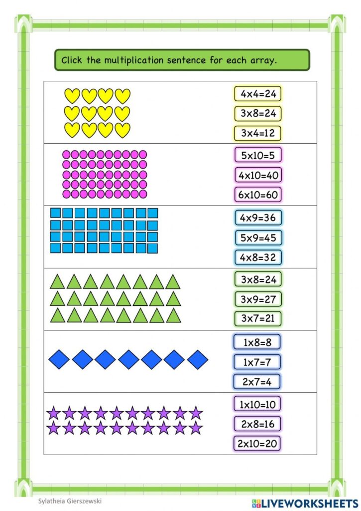 Multiplication Array Worksheets Multiplication Worksheets