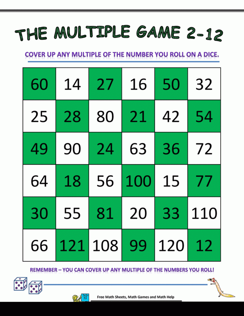 Multiplication Table Games Printable Bxeminder