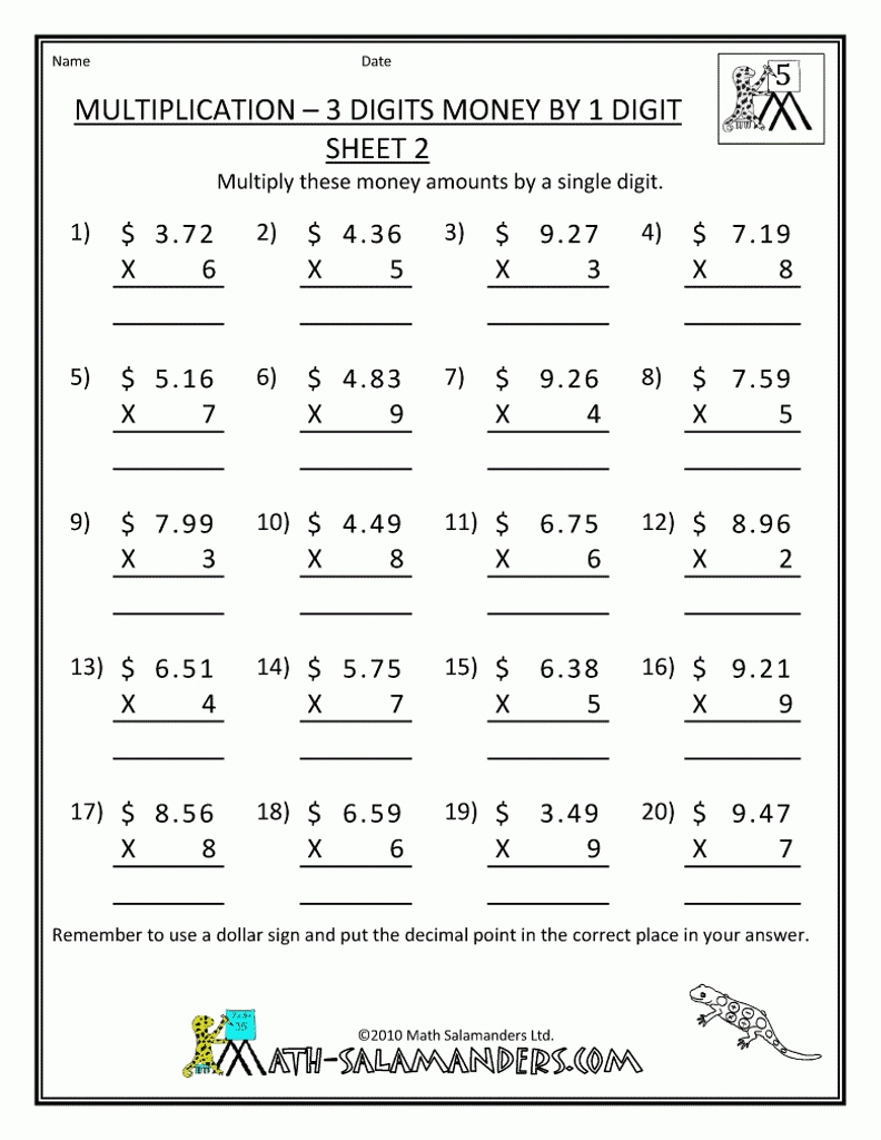 Multiplication Worksheets For 7th Graders Multiplication Worksheets