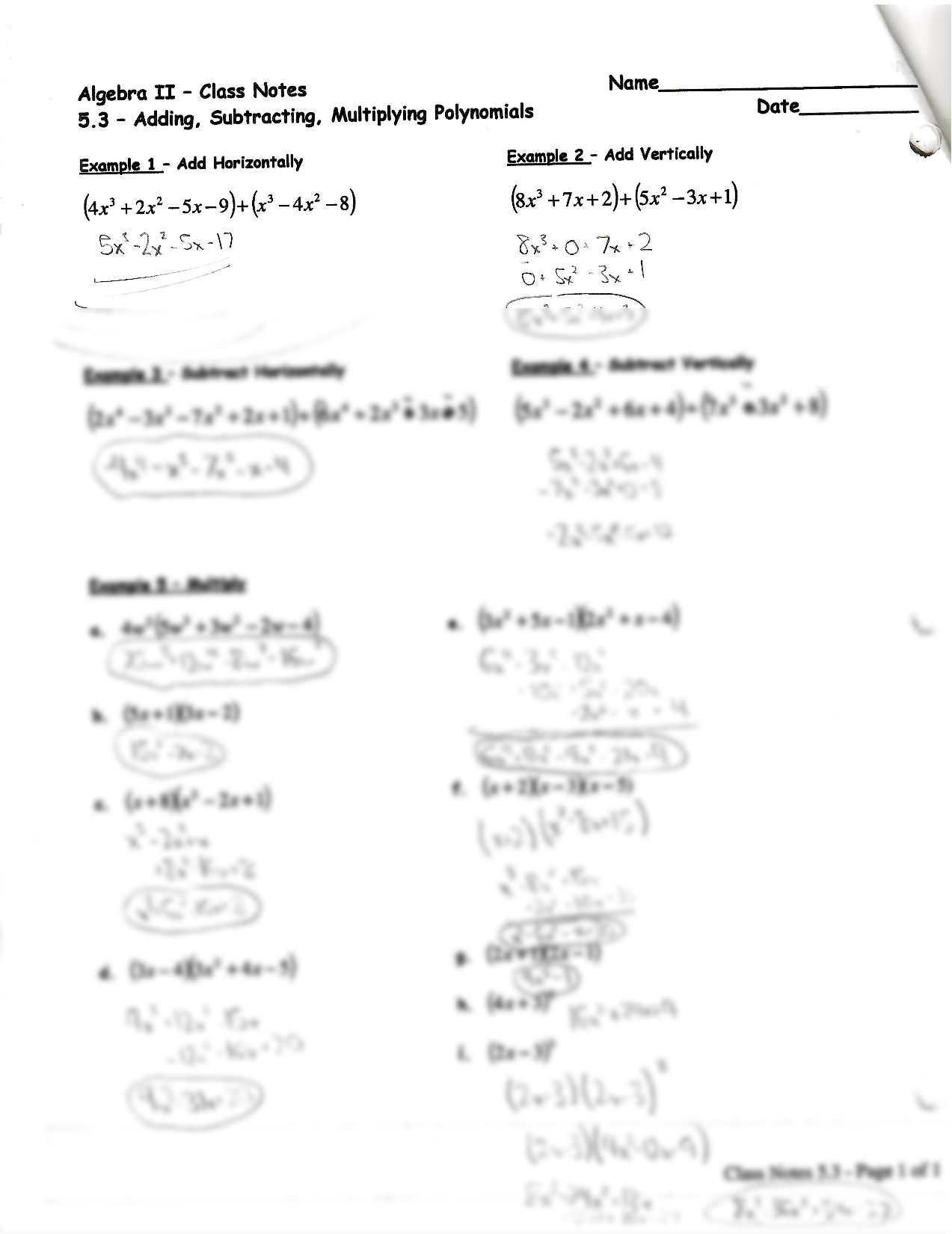 worksheet multiplying polynomials