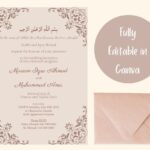 Muslim Wedding Invitation Canva Template Shaadi Nikkah Baraat Walima
