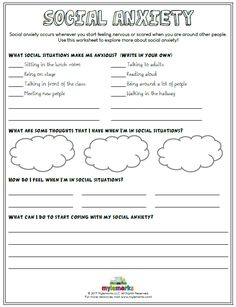 MY SOCIAL ANXIETY Fillable Worksheets Library