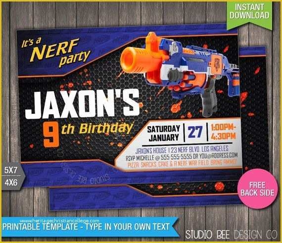 Nerf Invitation Template Free Of Sale Off Nerf Invitation Instant By 