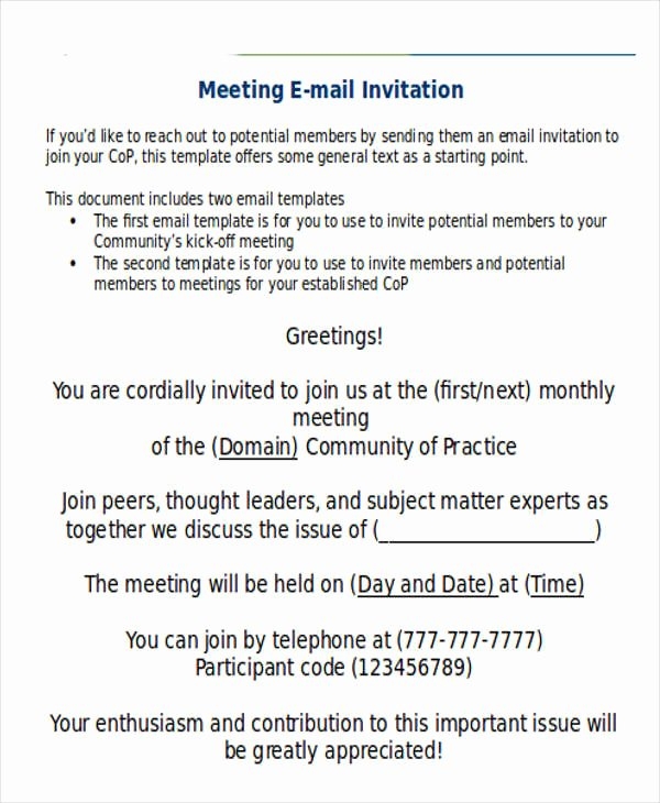 Networking Meeting Invitation Email Template