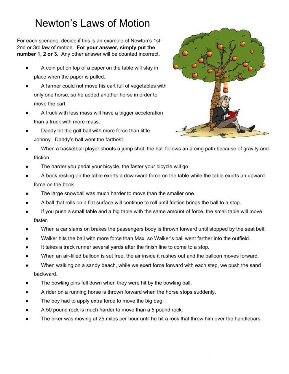 worksheet newton's laws
