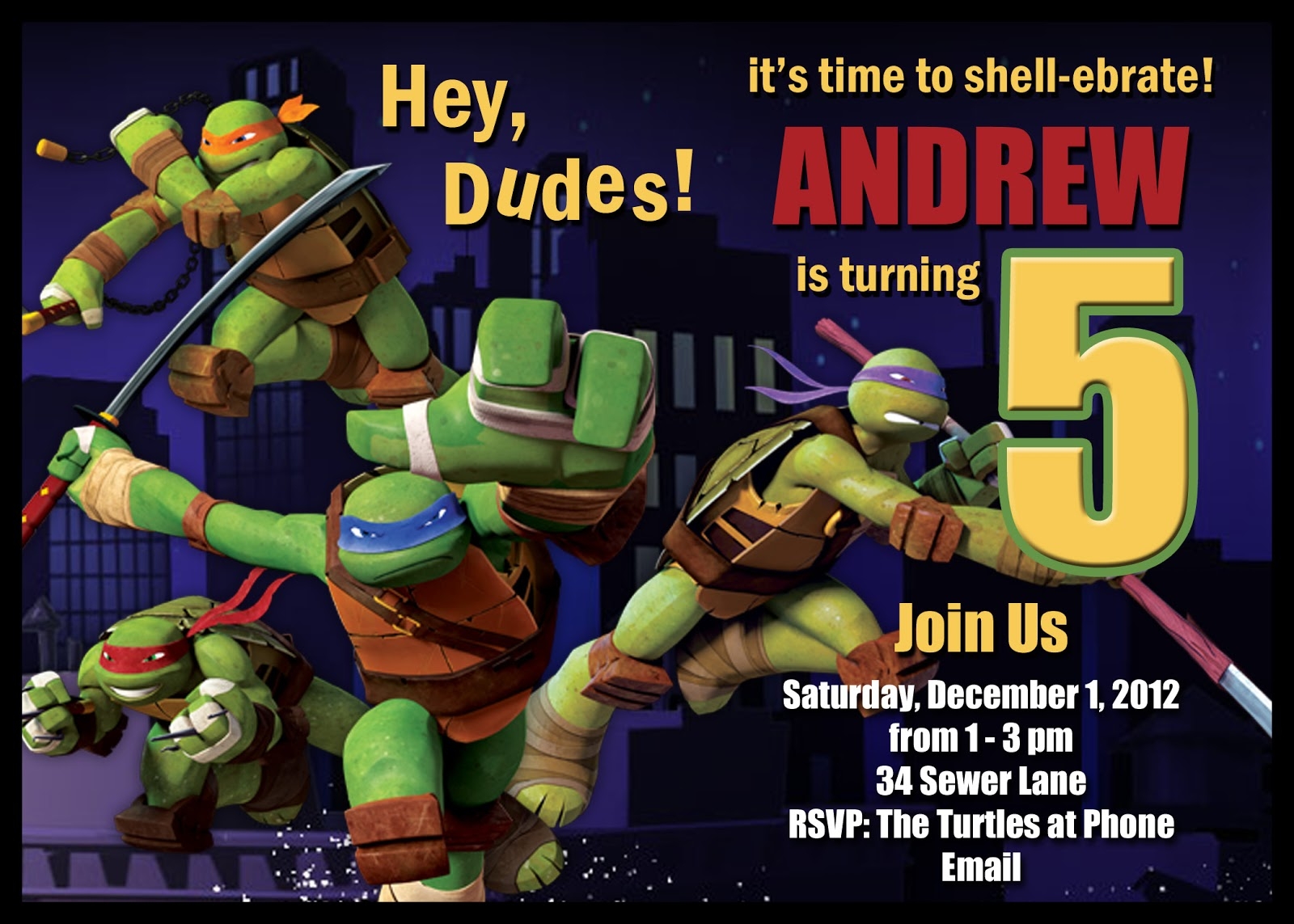Ninja Turtle Birthday Invite Template