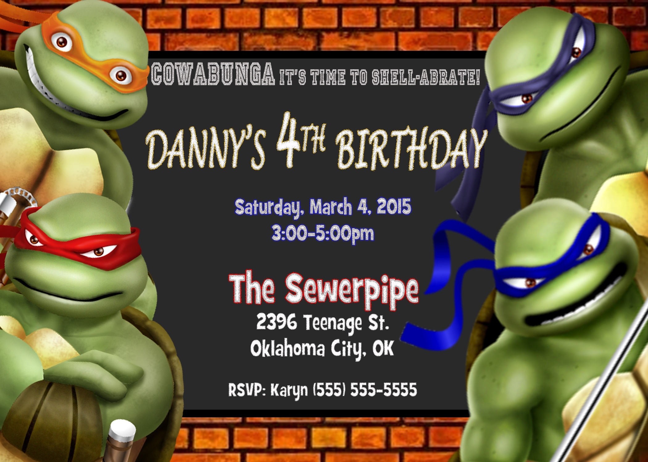 Ninja Turtle Invite Template