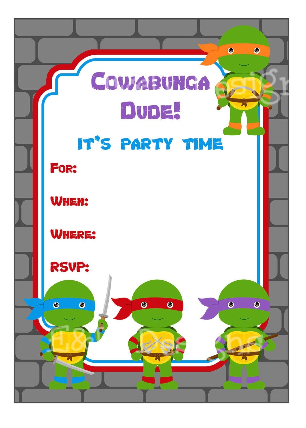 ninja turtles invitation template free