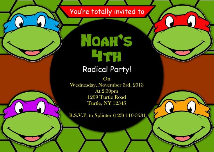 Ninja Turtles Invitation Template Free Printable Invitation Card 