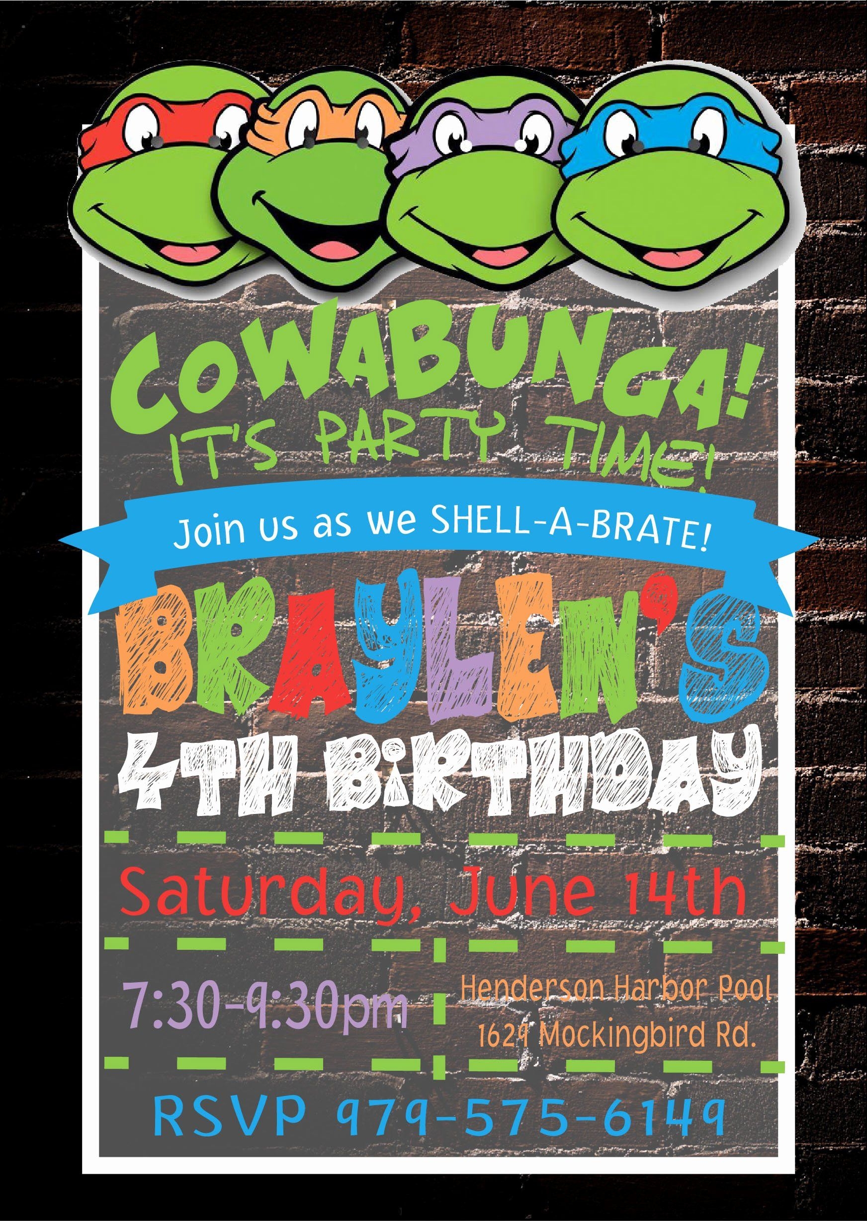 Ninja Turtles Invitation Template Free
