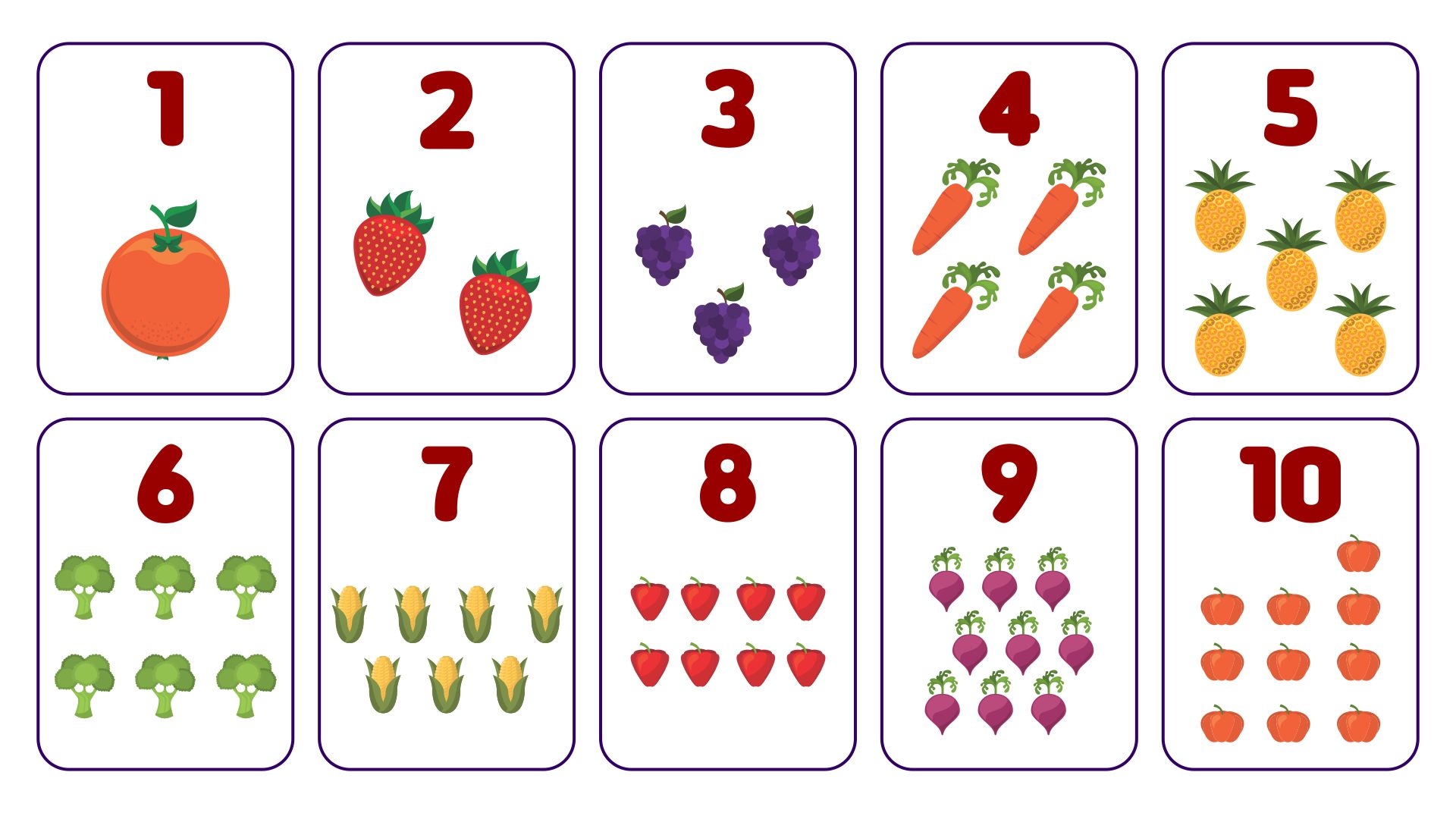 large printable number cards 1 10
