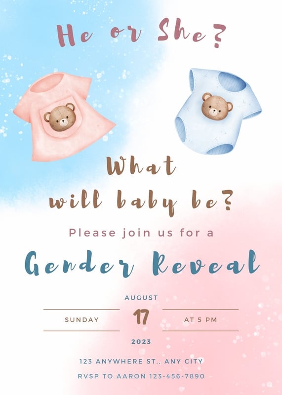 Page 2 Free Custom Printable Gender Reveal Invitation Templates Canva