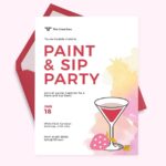 Paint And Sip Party Invitation Template In Publisher PSD Word
