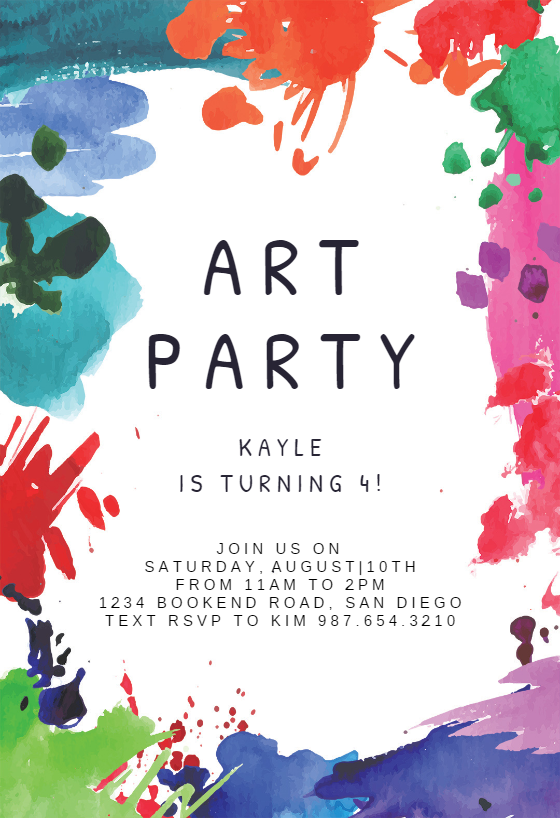 Paint Party Invitation Template Free Printable Word Searches