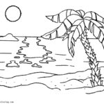 Palm Tree Coloring Pages With Sunset Free Printable Coloring Pages