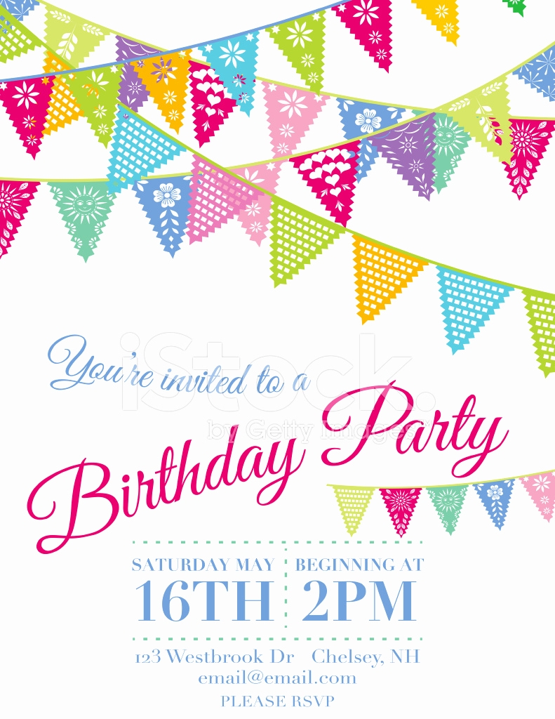 Papel Picado Invitation Template Fresh Vector Papel Picado Birthday 
