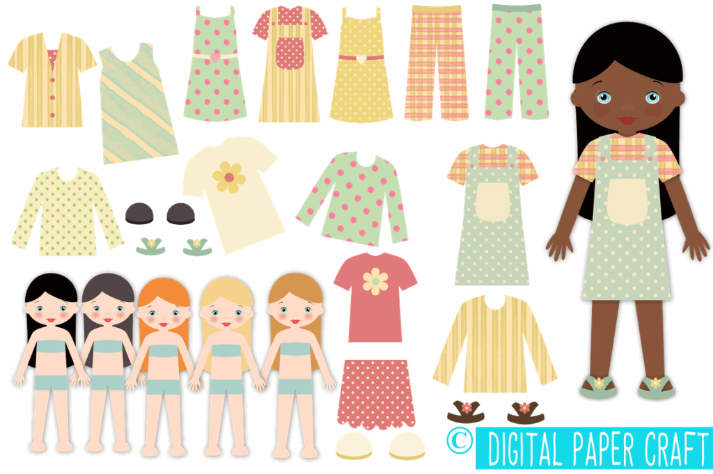 Paper Doll Digital Paper Doll Cut Out Doll Printable Doll Girl Doll