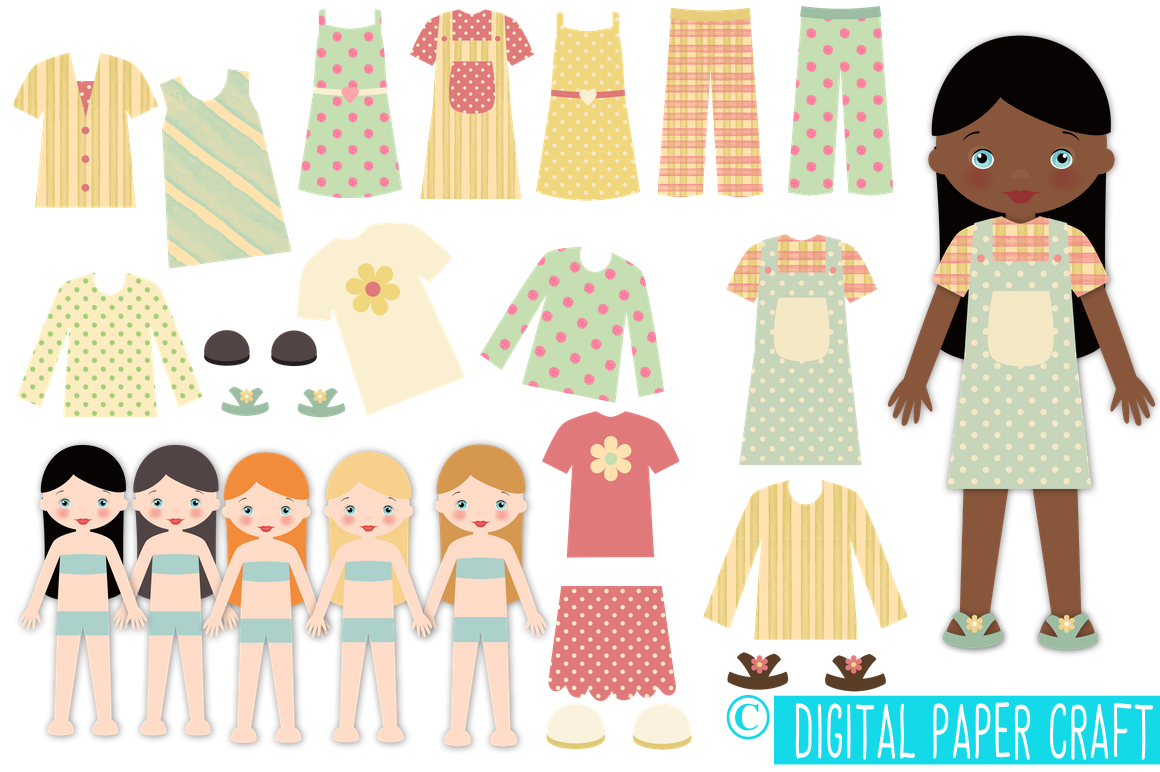 Paper Doll Digital Paper Doll Cut Out Doll Printable Doll Girl Doll 