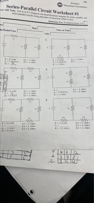 series parallel circuit worksheet
