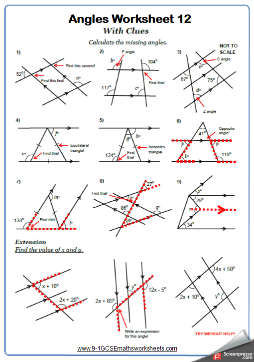 Parallel Lines And Angle Pairs Worksheets Angleworksheets