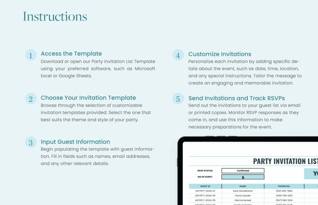 Party Invitation List Template In Excel Google Sheets Download