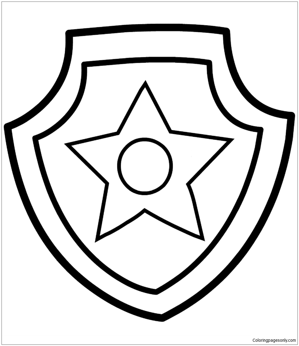 Paw Patrol Chase Badge Coloring Page Free Printable Coloring Pages