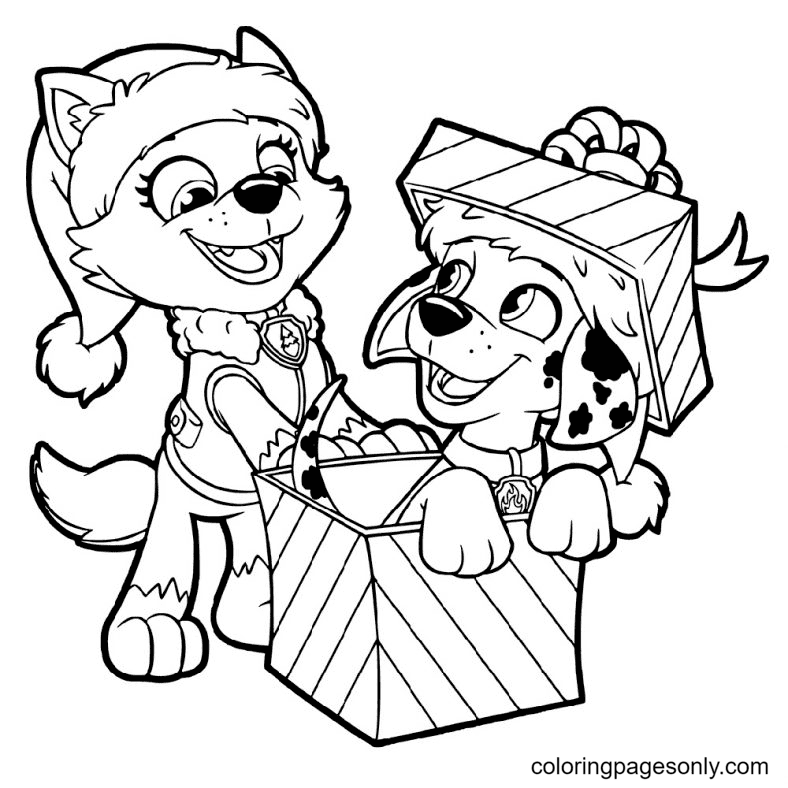 free printable paw patrol christmas coloring pages