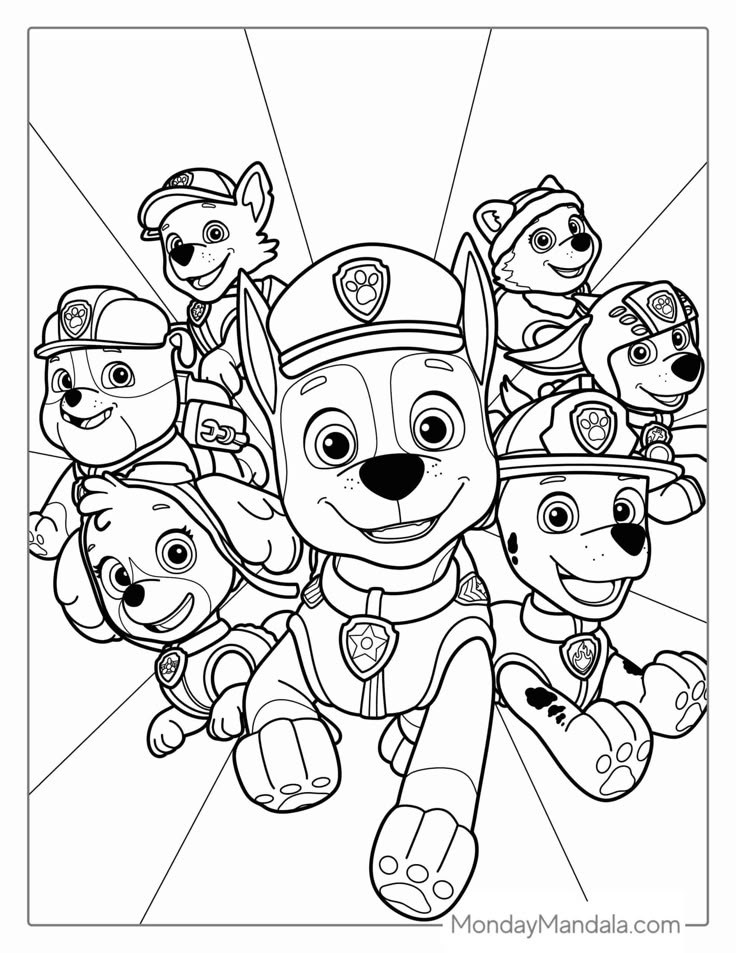 free printable easy paw patrol coloring pages