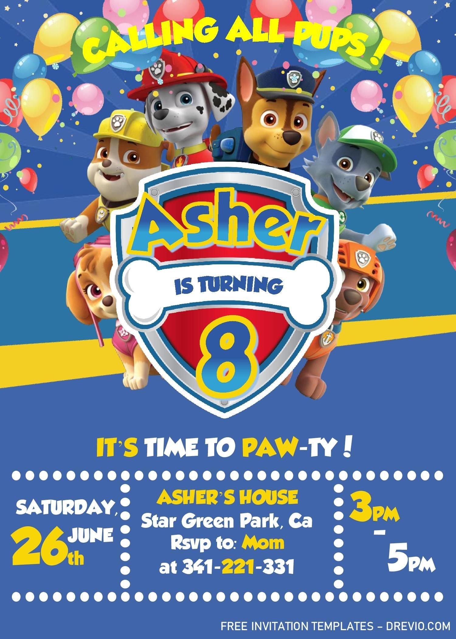Paw Patrol Invitation Template Free Download Printable Calendars AT A 