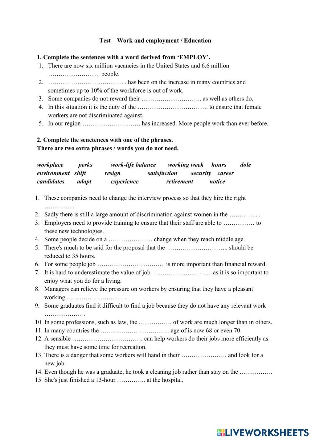 worksheets work