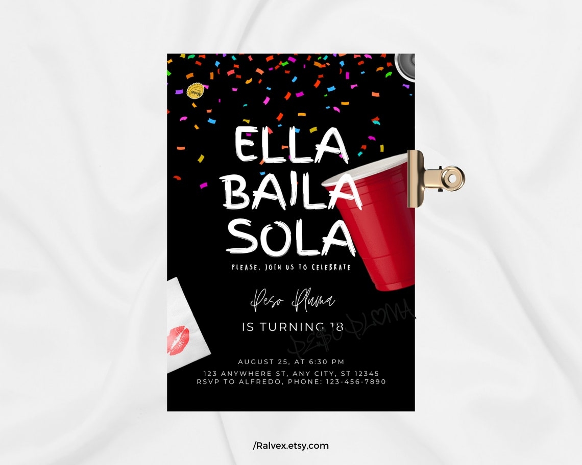 Peso Pluma Birthday Invitation Template Ella Baila Sola Etsy