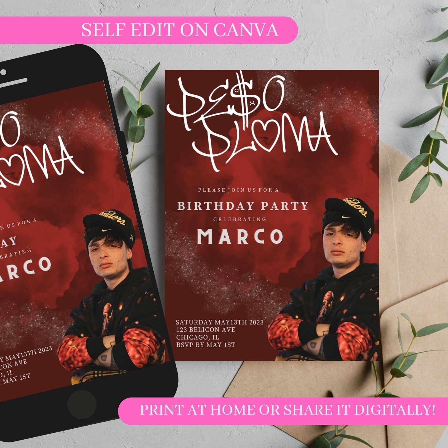 Peso Pluma Party Invitation Doble P Party Invitation Peso Pluma Decor 
