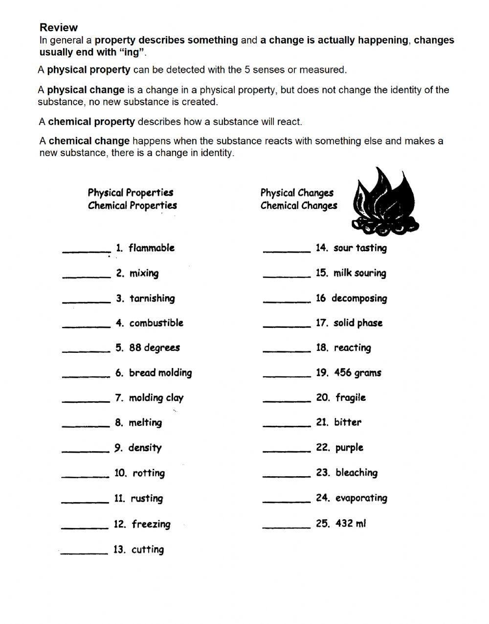 Physical And Chemical Changes Online Worksheet For 8 Live Worksheets 