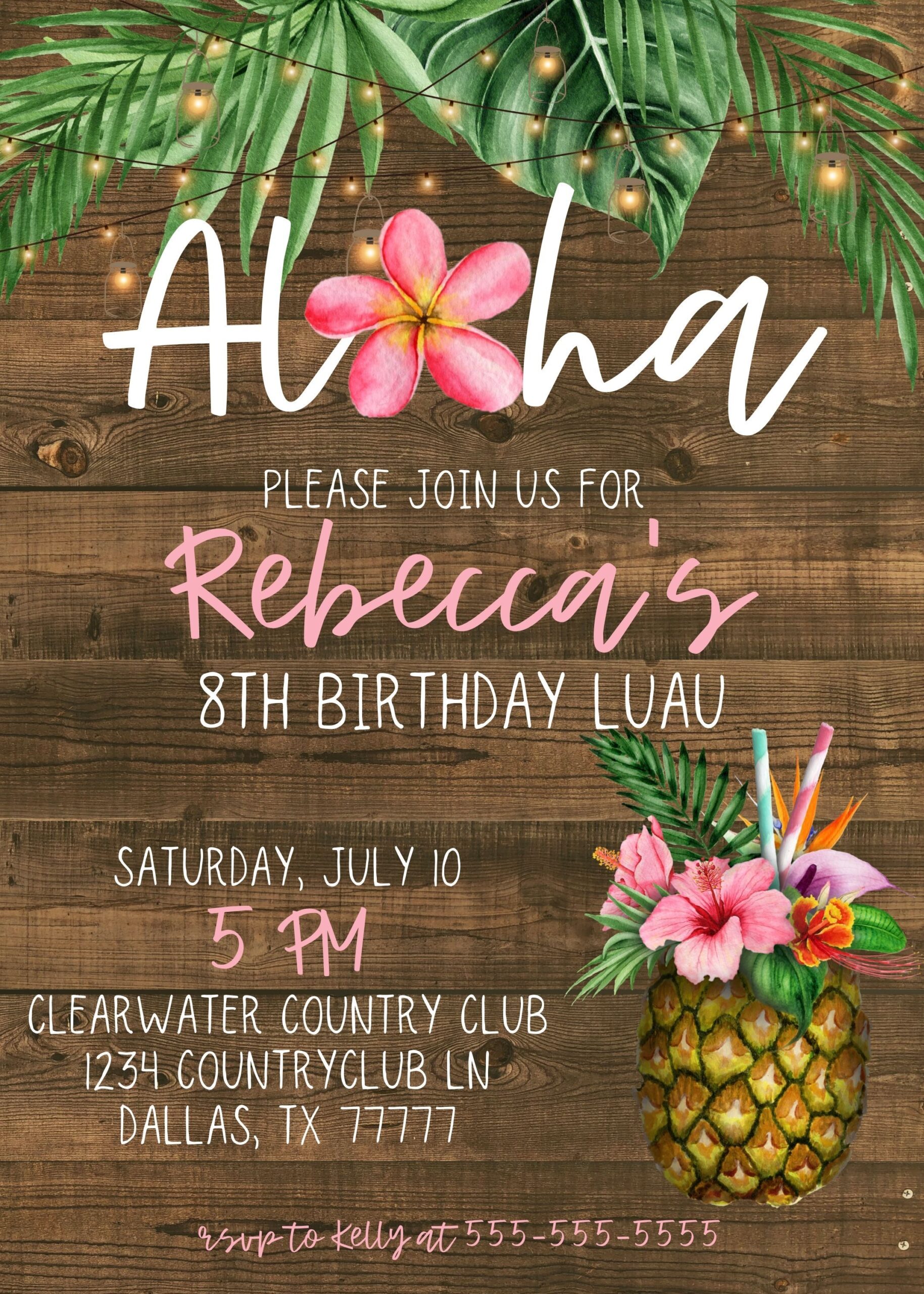 aloha birthday invitation templates