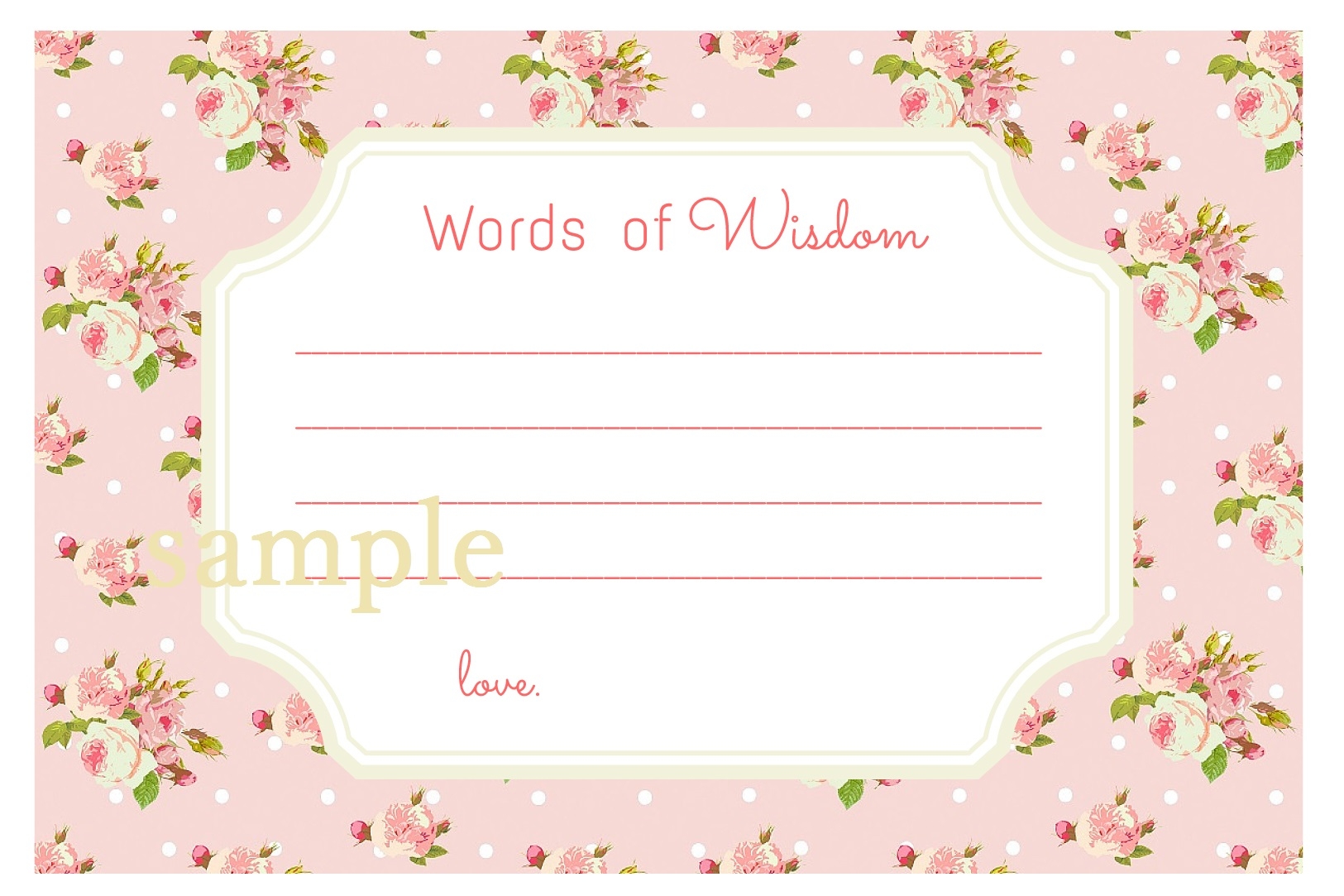 Pink Shabby Words Of Wisdom Cards Advice Cards Magical Printable