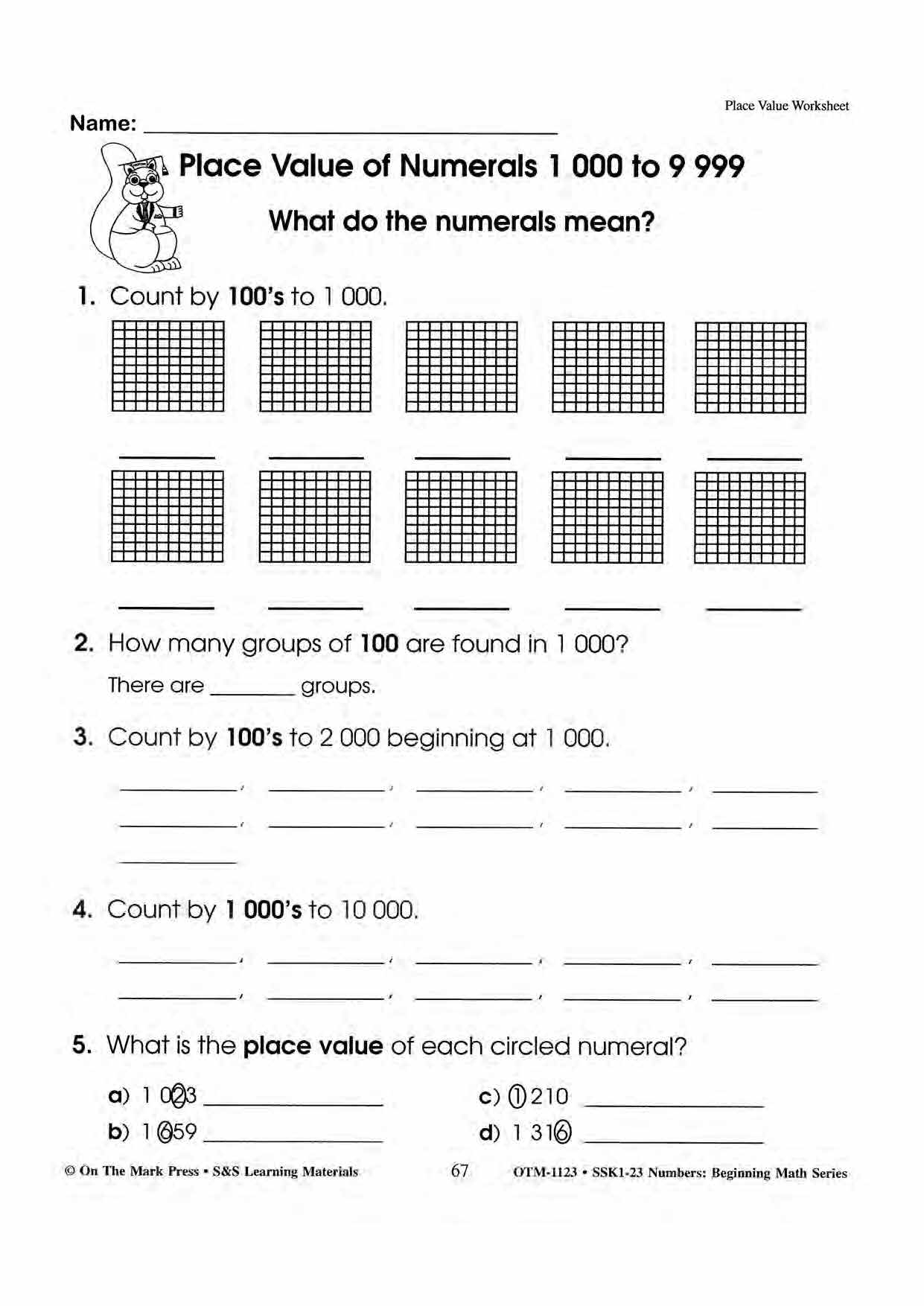 Place Value Worksheets K5 Learning Worksheets Library