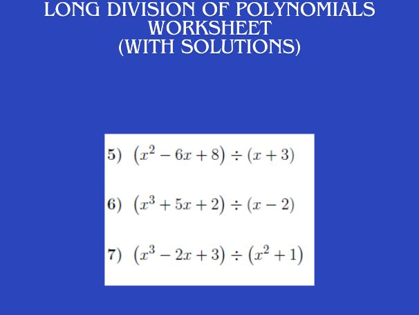 Polynomial Division Worksheets Worksheets Library