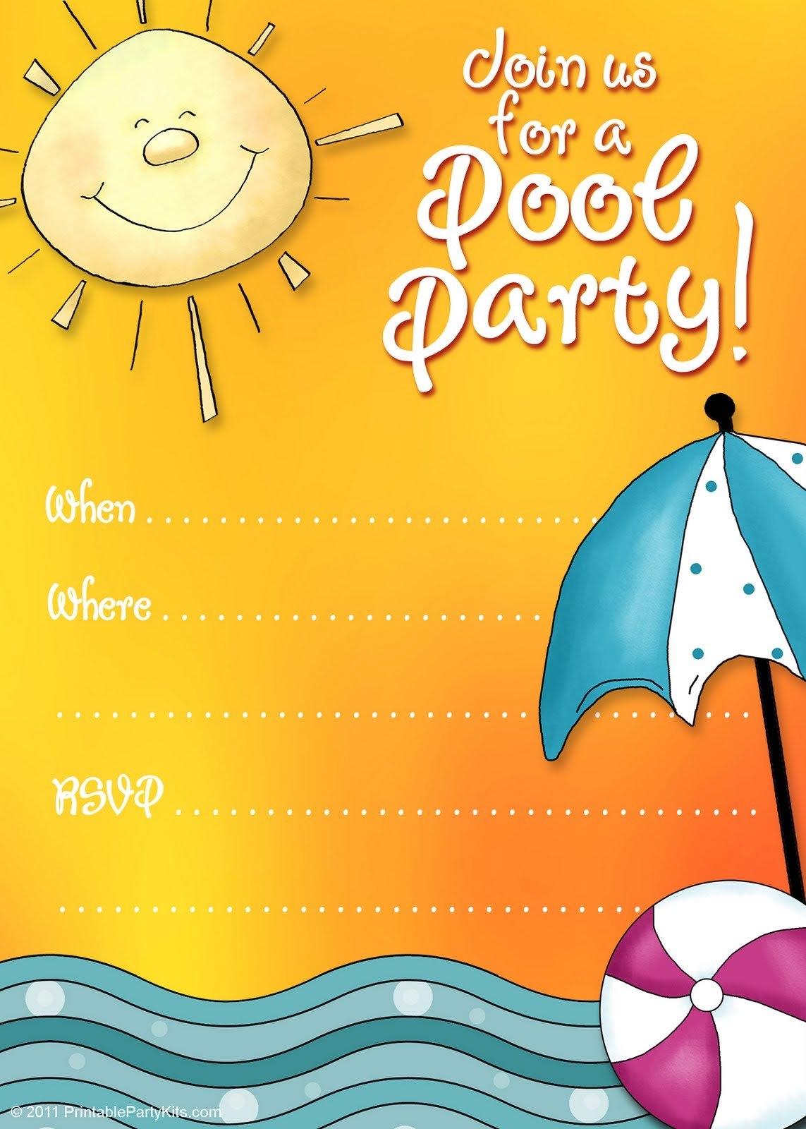 pool party invitations templates