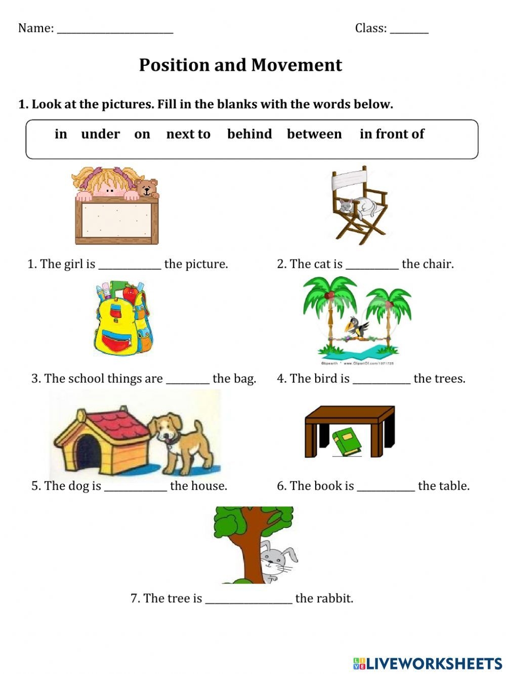 Position And Movement Year 1 Worksheet 1st Grade Math 1st Grade 