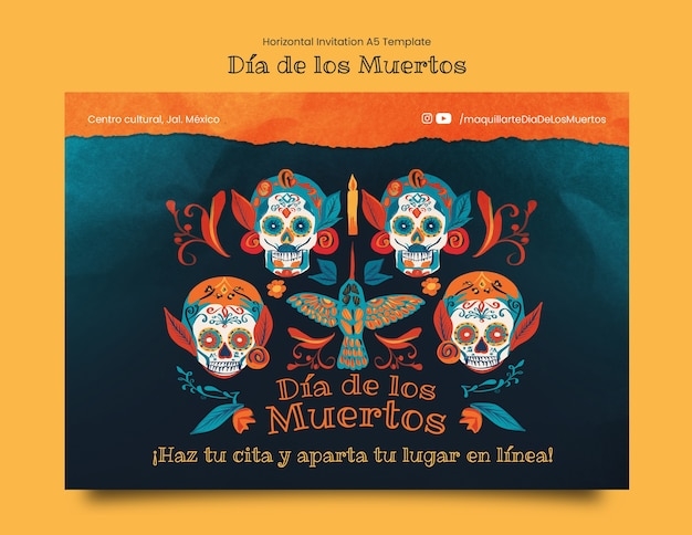 Premium PSD Dia De Los Muertos Invitation Template Design