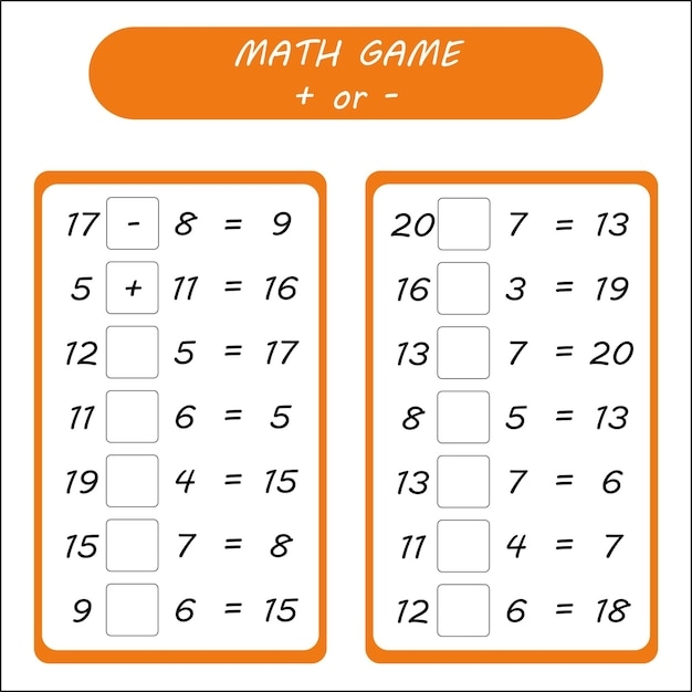 math minus worksheet