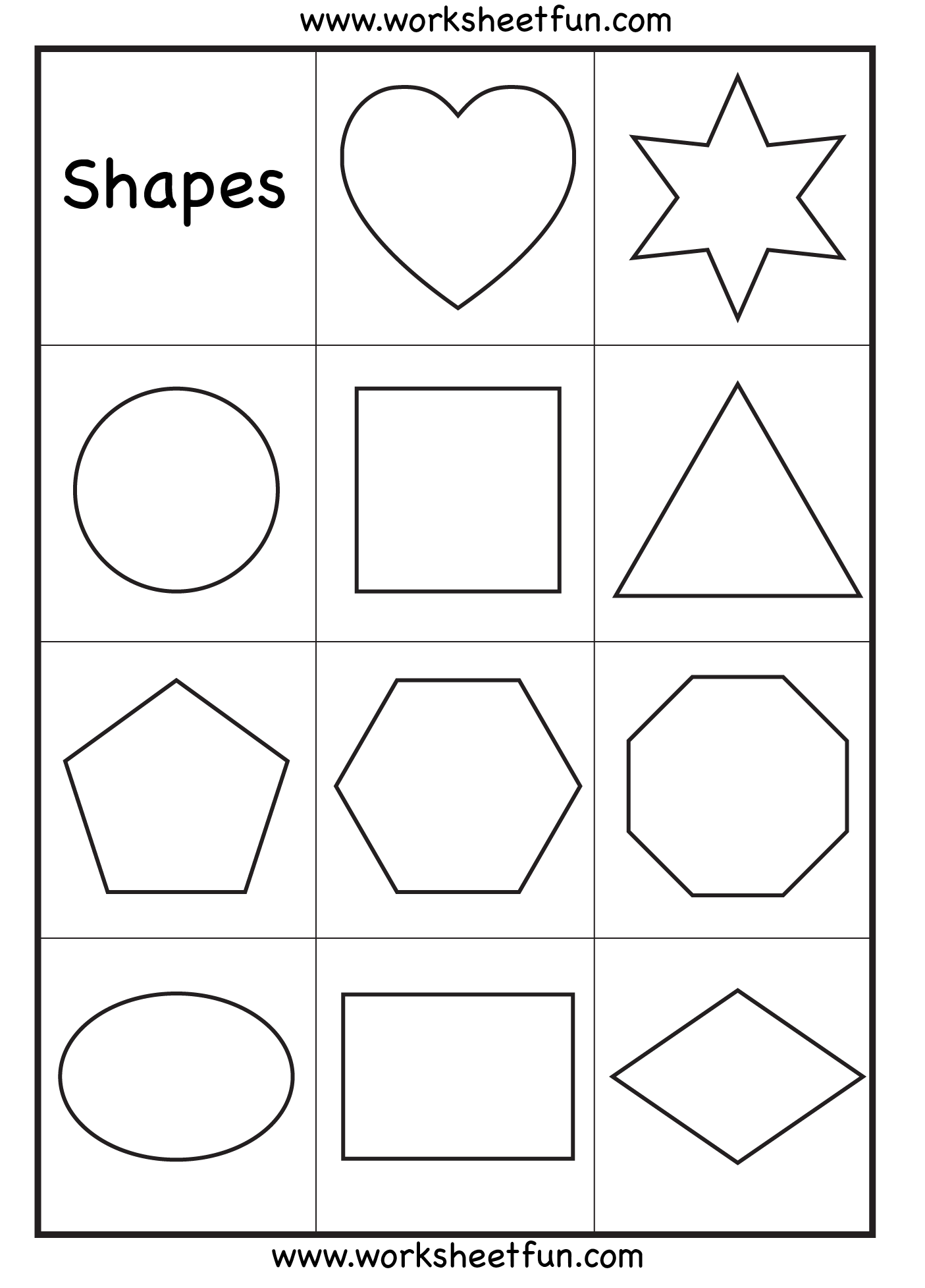 Preschool Heart Star Circle Square Triangle Pentagon Hexagon 